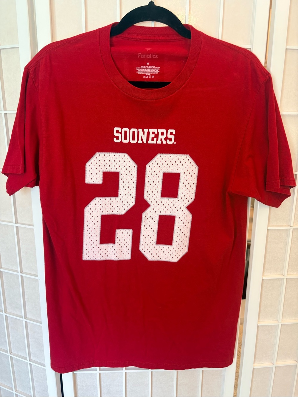 Fanatics Red Oklahoma Sooners '28' Short Sleeve Tee